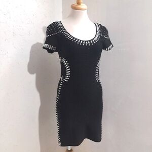 Guess | Black with jewels open back short sleeved dress